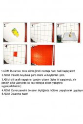 Renkli Duvarlar 50x50cm 1 Adet Yıkanabilir 3D Yapışkanlı Beyaz Geometrik Desen Boyanabilir Duvar Paneli Kağıdı ABS - 4