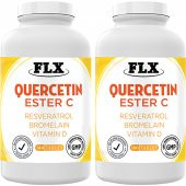 Flx Quercetin Complex Kuarcetin Ester C Bromelain Vitamin D Rutin Resveratrol Magnezyum Aserola 180 Tablet X 2 Kutu thumbnail 1