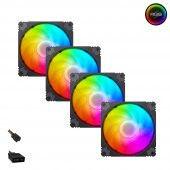 XASER CF04 ARGB Sessiz 12cm 4lu Set Kasa Fanı - 1