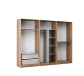 MERCAN MDF 6 Kapılı 2 Çekmeceli Gardrop Elbise Dolabı 240x53x216cm - 4