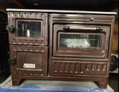 Hoşseven emaye kuzine döküm camlı uyuyan odun kömür sobası fırınlı soba thumbnail 2