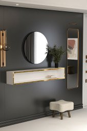 Givayo Mobilya Lee's Dresuar Duvara Monte Beyaz Altın 123 Cm - 1