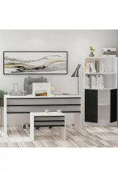 Givayo Mobilya Orion Ofis Çalışma Masası Siyah Beyaz - 2