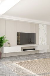 Givayo Mobilya Givayo Troya Tv Ünitesi 250 cm Duvara Monte 3 Modül Beyaz - 1