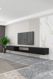 Givayo Mobilya Givayo Troya Tv Ünitesi 250 cm Duvara Monte Siyah - 2