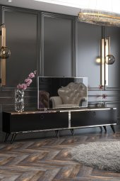 Givayo Mobilya Starlight Tv Ünitesi Siyah Ceviz Gümüş Bant - 1