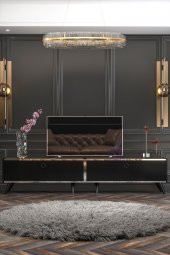 Givayo Mobilya Starlight Tv Ünitesi Siyah Ceviz Gümüş Bant - 2