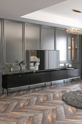 Givayo Mobilya Mety Tv Ünitesi 300 Cm Gümüş Siyah - 1