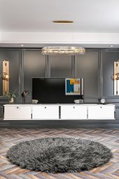 Givayo Mobilya Duo Tv Ünitesi Ayaklı Kullanım-duvara Monte 240 Cm Beyaz Gümüş - 2