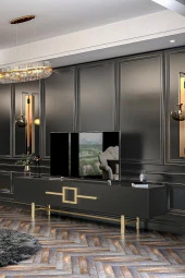 Givayo Mobilya Ashiva Tv Ünitesi 180 Cm Antrasit Altın thumbnail 3