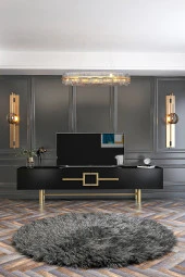 Givayo Mobilya Ashiva Tv Ünitesi 180 Cm Siyah Altın - 3