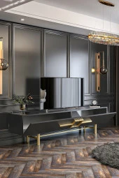 Givayo Mobilya Ashiva Tv Ünitesi 180 Cm Antrasit Altın thumbnail 4