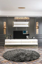 Givayo Mobilya Lyones Tv Ünitesi Beyaz Altın 180 Cm thumbnail 2