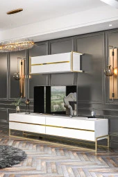 Givayo Mobilya Lyones Tv Ünitesi Beyaz Altın 180 Cm thumbnail 3