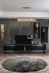 Givayo Mobilya Preto Tv Ünitesi 207 Cm Siyah Gümüş - 3