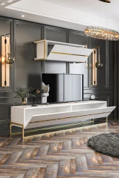 Givayo Mobilya Lyones Tv Ünitesi Beyaz Altın 180 Cm thumbnail 4