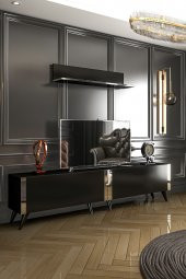 Givayo Mobilya Texas Tv Ünitesi 200 Cm Siyah Gümüş Bant - 1