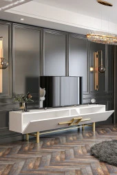 Givayo Mobilya Ashiva Tv Ünitesi 180 Cm Beyaz Altın - 4