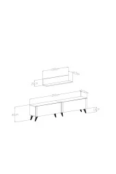 Givayo Mobilya Texas Tv Ünitesi 200 Cm Siyah Gümüş Bant - 4