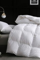Silikon Yorgan Çift Kişilik 195x215 cm Beyaz Düz Sade Yumuşak Dolgulu Microfiber Kışlık Yorgan - 1
