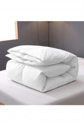 Silikon Yorgan Çift Kişilik 195x215 cm Beyaz Düz Sade Yumuşak Dolgulu Microfiber Kışlık Yorgan - 2