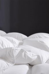 Silikon Yorgan Çift Kişilik 195x215 cm Beyaz Düz Sade Yumuşak Dolgulu Microfiber Kışlık Yorgan - 3