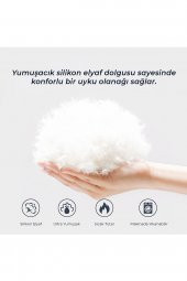 Silikon Yorgan Çift Kişilik 195x215 cm Beyaz Düz Sade Yumuşak Dolgulu Microfiber Kışlık Yorgan - 4