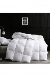 Silikon Yorgan Çift Kişilik 195x215 cm Beyaz Düz Sade Yumuşak Dolgulu Microfiber Kışlık Yorgan - 5