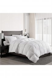 Silikon Yorgan Çift Kişilik 195x215 cm Beyaz Düz Sade Yumuşak Dolgulu Microfiber Kışlık Yorgan - 6