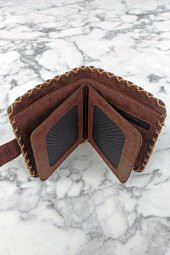 El Yapımı Kadın Cüzdan Vegan Deri Kalpli Kedi Görselli Bordo Renk thumbnail 5