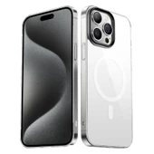 Vendas iPhone 15 Pro Uyumlu Sararma Yapmayan Hassas Buton Tasarımlı Wireless Şarj Özellikli Glass Kapak - 5