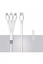 Data Cable Xs-013 Çoklu Sarj Kablosu 3 Uçlu Iphone,samsung,type-c Uyumlu Çoklu Şarj Kablo - 1