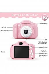 Pembe 8 Gb Sd Kartlı Mini Eğitici Kamera Çocuklar İçin Dijital Fotoğraf Makinesi Cmr9 - 3