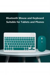 Tüm Cihazlara Uyumlu Akıllı Taşınabilir Şarj Edilebilir Kablosuz Bluetooth Klavye + Mause - 1