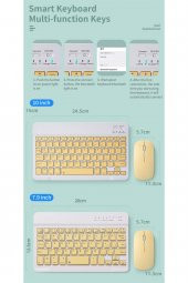 Tüm Cihazlara Uyumlu Akıllı Taşınabilir Şarj Edilebilir Kablosuz Bluetooth Klavye + Mause - 1