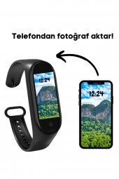 Xiaomi Mi 9 Lite SE Uyumlu Erkek Akıllı Saat Akıllı Bileklik Smart Band Su Geçirmez Siyah M4 - 1
