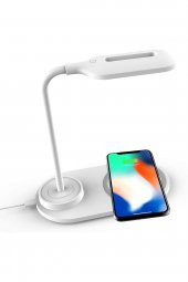 Wireless Ciharger Kablosuz Hızlı Şarj Özelliği 360 Derece Esnek Gövde Masaüstü Led Gece Lambası - 2