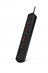 10 Girişli 4+4 USB + 2 Type-C Çoklu Priz 2 M Kablolu Akım Korumalı Anahtarlı Uzatma Grup Priz 3000w - 1
