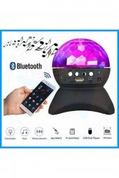 L740 Disko Topu Led Işıklı Şarjlı Bluetooth Hoparlör Disco Speaker Auxtf Card Siyah - 2