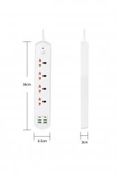 Çoklu Priz 10 Girişli 4+4 USB 2 Type-C 2M Kablolu Akım Korumalı Anahtarlı Uzatma Grup Priz 3000w - 3