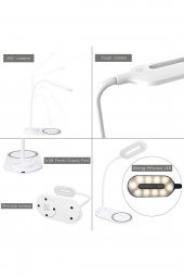 Kablosuz Şarj Standlı Masaüstü Usb Lamba 3 Modlu - 3