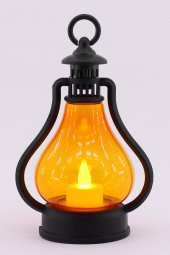 Led Mum Vintage Retro Gaz Lambası Tipi Pilli Dumansız Alevli Dekoratif Yapay Mum Işıldak El Lambası - 6