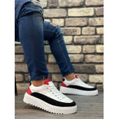 Boa Beyaz Kırmızı Detaylı Paraşüt Kumaş Yüksek Taban Erkek Ayakkabı Sneaker - 2