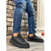 Boa Siyah Paraşüt Kumaş Yüksek Taban Erkek Ayakkabı Sneaker - 1