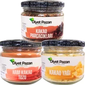 Ham Kakao Tozu 150 Gr-Kakao Parçacıkları 150 Gr-Kakao Yağı 180 Gr 3'lü Set (ÇİKOLATA SETİ) - 1