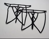 ASM1251 Kadın 2 Li Siyah Kafes Önü Çaprazlı Tanga String - 4