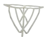 ASM1247 Kadın Ekru Kafes Önü Çaprazlı Tanga String - 4