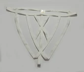 ASM1247 Kadın Ekru Kafes Önü Çaprazlı Tanga String - 3