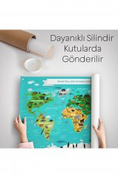 Eğitici Dünya Haritası Çocuk Odası  Duvar Örtüsü Halısı 3780 - 7