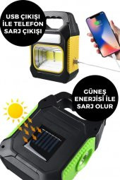 Sarj Edilebilir ve Solar Sarjlı Portatif Taşınabilir Yeşil Kamp Feneri Avcılık Feneri - 4